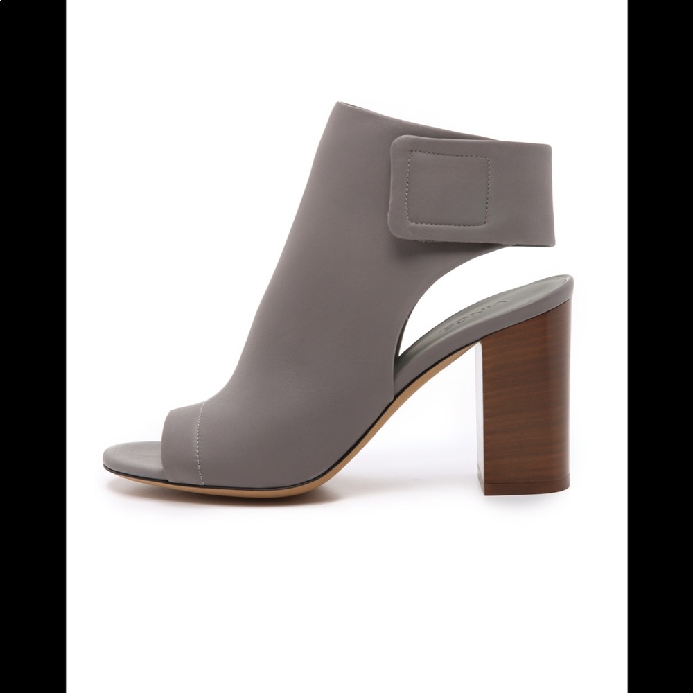 Vince Faye Open Toe Boot Block Heel Grey Leather - image 1